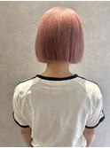 福井 大和田 ハイトーンボブ ペールピンクカラー ブリーチ