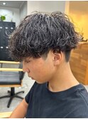 波巻きパーマメンズパーマメンズヘアツーブロックツイストパーマ