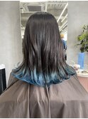 エンドカラー/裾カラー/ボブ/ブルーカラー/クラゲヘアー