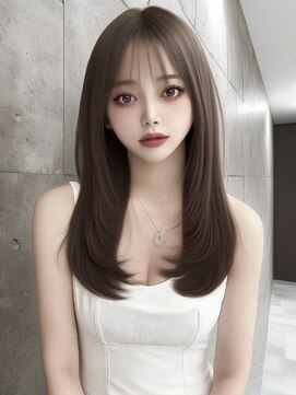 ユーフォリア 渋谷グランデ(Euphoria SHIBUYA GRANDE) レイヤー グレージュカラー 顔周りカット オリーブアッシュ 20代