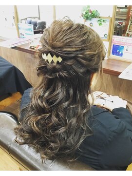 サロンド クラフト(salon de craft) 【パーティーヘアセット】ハーフアップアレンジ編み込み下ろし