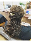 【パーティーヘアセット】ハーフアップアレンジ編み込み下ろし