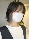 インナーカラー くびれレイヤーボブ シルバーグレージュ