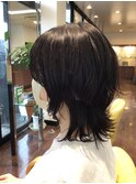 黒髪ウルフパーマ