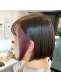ボブ×ピンクインナーカラー