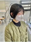 20代30代ミニボブアッシュグレー小顔美肌ストレート丸み