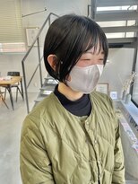 ヘアー アイス 御器所本店(HAIR ICI) 20代30代ミニボブアッシュグレー小顔美肌ストレート丸み