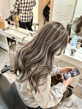 ブレンド 渋谷(BLend) 前髪ハイライトカラーこなれミディイメチェンウェーブパーマ