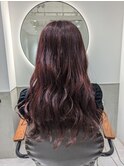 ピンクヴァイオレット 波巻きヘア ウェーブ巻き ピンクヘア
