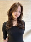 ヘーゼルベージュレイヤーカット顔周りカットワンカール