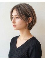 ウィールール 札幌店(WE RULE)&nbsp;レイヤーショートボブ小顔外ハネスタイル脱白髪染めハイライト
