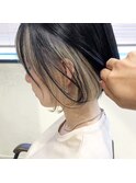 外国人風ショートボブ ハイライト インナーカラーグレージュ