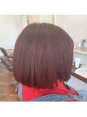 切りっぱなしボブ×ローズカラー