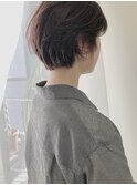 くすみピンク+ショートボブ　輪玉