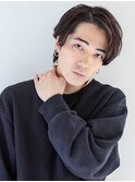 外国人風爽やか七三アップバング/透明感ブラウン