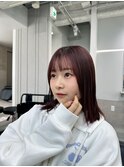 カシスピンクカラー ブリーチなしWカラー 艶カラー 髪質改善