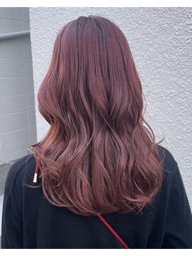 マノハル(MANOHARU) ブリーチあり　ロングラウンドカット　ピンクカラー