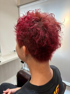 メンズハイトーン/ボルドーカラー/メンズパーマ