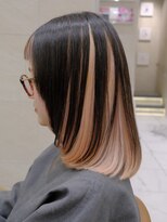 ピークアブー 原宿ハラカド(PEEK-A-BOO)&nbsp;インナーケアブリーチアンブレラカラー薄めピンクボブマッシュ