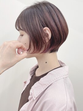 モリオフロムロンドン 原宿本店(morio from London) 【morio 原宿】ショートボブ　ナチュラルハイライト　ピンク