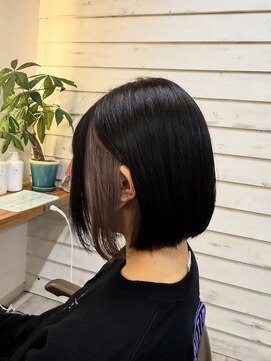 フレリス(FreRis) ミニボブ×シアーグレージュ【守谷 インナーカラー ブリーチ】
