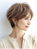 40代50代60代/脱白髪染め白髪ぼかしハイライト/小顔ショート
