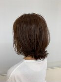 10代20代外ハネレイヤー/ミディアムウルフ/ココアブラウン