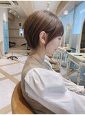 【津賀　涼】ショートグレージュカラーボブウルフココアベージュ