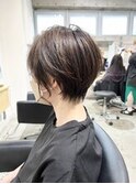 大人ショートヘアイルミナカラーグレーベージュ