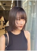 顔まわりウルフカットボブウルフ髪質改善ベージュ