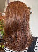 くびれ巻きロングピレンジカラー暖色系ブリーチなしカラー