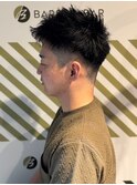 バーバーが作るアップバング爽やかショート ヘアカラー#4