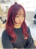 【山田】ロングレイヤー　姫カット　チェリーレッド