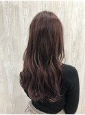ピンクバイオレット×ゆる巻きロング【TELA HAIR妙典】
