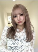 シアーカラー/シルキーベージュ/ブラントカット/セミディ