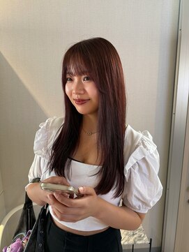 アム(amu) 暖色カラー/赤髪/前髪カット/ワインレッド/ピンクブラウン