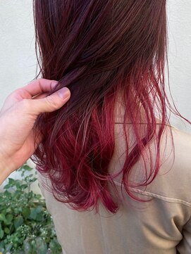 キコエル 三軒茶屋(kikoeru) 大人かわいいピンクレッドインナーカラー[三軒茶屋]