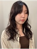 ロングコテ巻き風パーマレイヤーカット/木梨健太
