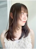 透明感ブラウンカラー/顔周りレイヤーカット