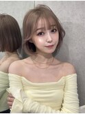 オリーブグレー×小顔［ココアベージュ／黒髪／クラゲヘアー］