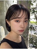 切りっぱなしボブナチュラルボブミディアム前髪縮毛矯正表参道