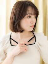 カバーヘア ブリス 川口(COVER HAIR bliss)&nbsp;シースルーバング黒髪ダークブラウンワンカールボブ20代30代X