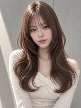 ユーフォリア 渋谷グランデ(Euphoria SHIBUYA GRANDE) ブラウンシースルーバングゆる巻き波ウェーブレイヤーロング