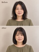 aptas 青山/表参道 白髪染め/白髪ぼかしハイライト/ボリュームアップエクステ&nbsp;表参道/青山/40代/黒髪ロブ