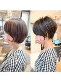 くびれショート/マロンブラウン/大人ショートボブ