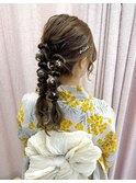 浴衣×ツインあみおろし