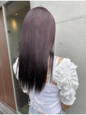 大人可愛い透明感立体感ダークレッドエアストレート