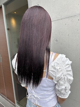 アチーブ ヘア デザイン(achieve hair design) 大人可愛い透明感立体感ダークレッドエアストレート
