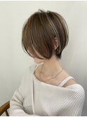 黒髪　ボブルフ　ネビージュ　小顔　ワンレン　スペインカール