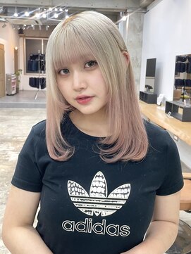 カシェル(cashel kishaba) ホワイト×ピンク　デザインカラー